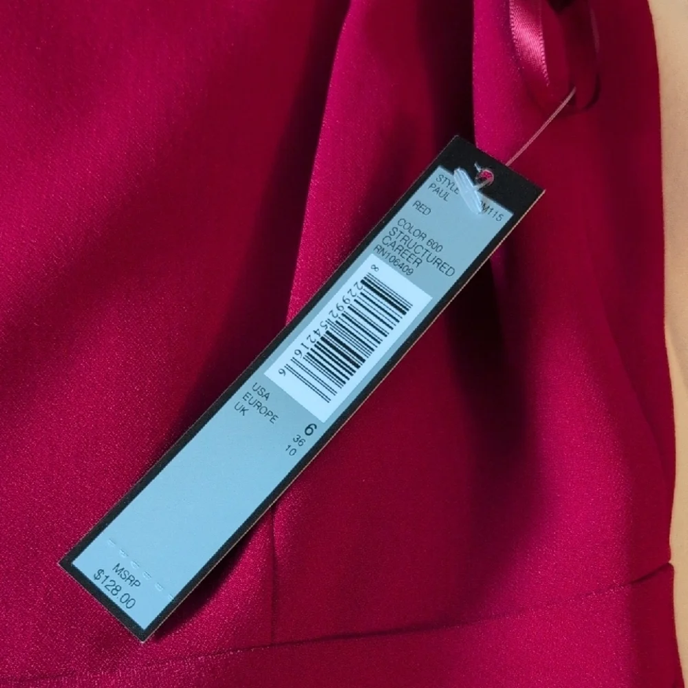 Gorgeous Red Tahari ASL Fit-and-Flare Dress with Gold Belt Accent - Picture 6 of 8